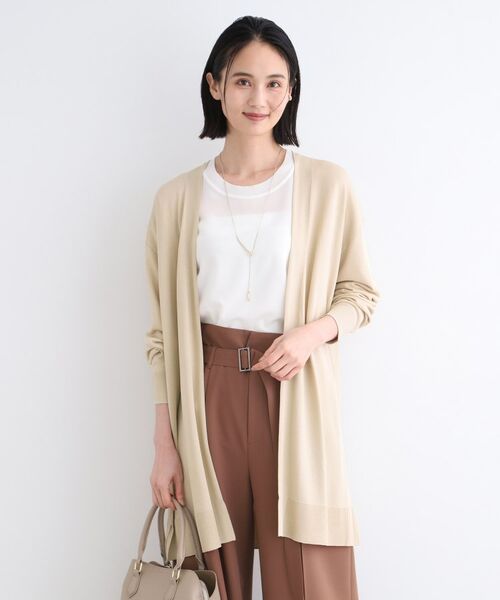 INDIVI / インディヴィ カーディガン・ボレロ | 【洗える】シンプル着流しニットカーディガン(ベージュ(052))