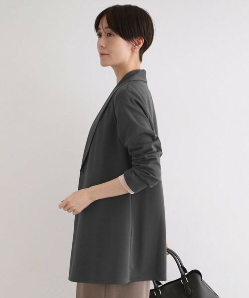 INDIVI / インディヴィ テーラードジャケット | 【洗える】ショールカラーきれいめジャージジャケット | 詳細10