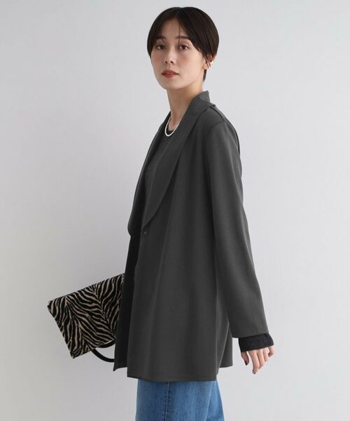 INDIVI / インディヴィ テーラードジャケット | 【洗える】ショールカラーきれいめジャージジャケット | 詳細14