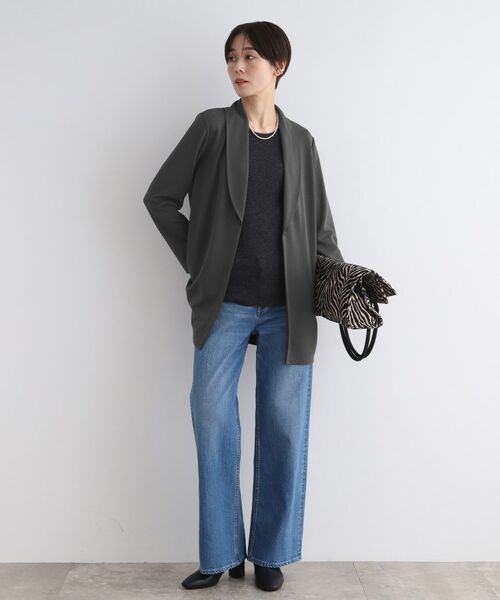 INDIVI / インディヴィ テーラードジャケット | 【洗える】ショールカラーきれいめジャージジャケット | 詳細16