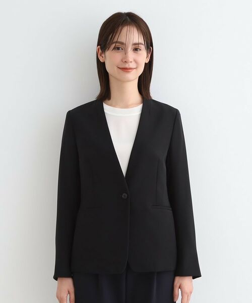 INDIVI / インディヴィ テーラードジャケット | 【洗える/定番スーツ】ストレッチノーカラージャケット | 詳細14