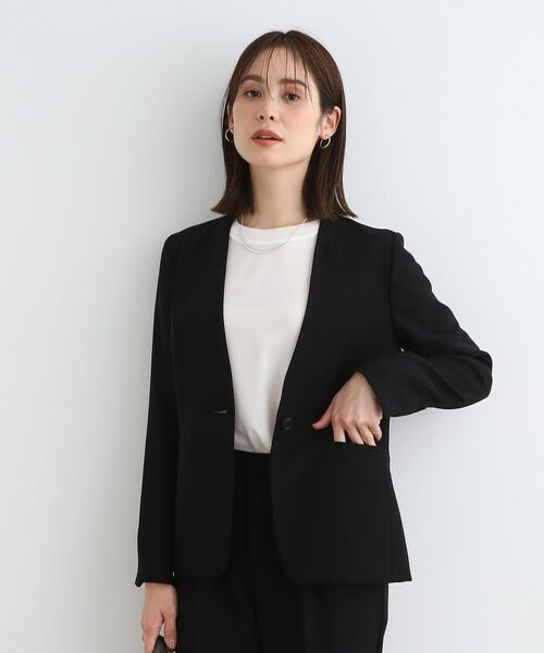 INDIVI/インディヴィ 【洗える/定番スーツ】ストレッチノーカラージャケット ブラック(019) 36(S) INDIVI/インディヴィ 【洗える/定番スーツ】ストレッチノーカラージャケット ブラック(019) 36(S)