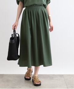 INDIVI / インディヴィ ロング・マキシ丈スカート | 【洗える／SETUP可能／ワッシャー素材】タックデザインスカート