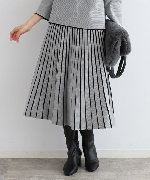 INDIVI / インディヴィ スカート | 【洗える/SETUP可能】ジャカードニットプリーツスカート(ブラック(419))