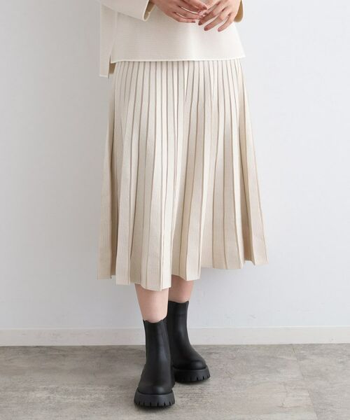 INDIVI / インディヴィ スカート | 【洗える/SETUP可能】ジャカードニットプリーツスカート(ライトベージュ(451))
