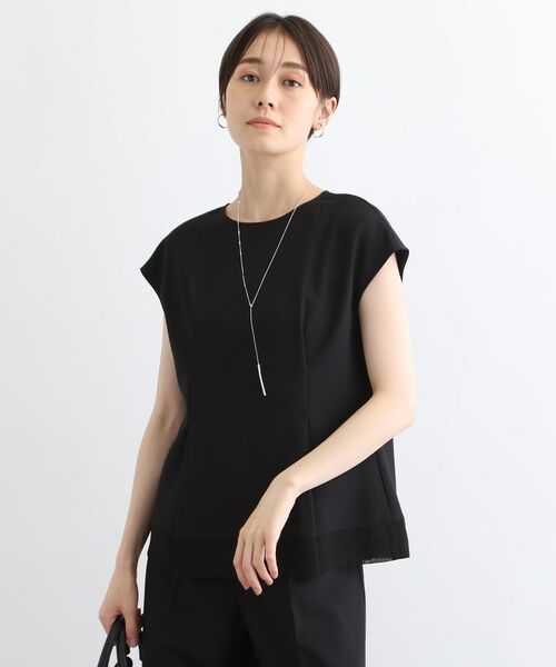 INDIVI / インディヴィ シャツ・ブラウス | 【洗える/SETUP可能/ストレッチ素材】裾シアーTブラウス(ブラック(019))