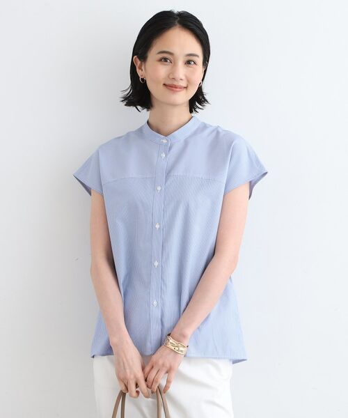 INDIVI / インディヴィ シャツ・ブラウス | 【洗える/シアー】フレンチスリーブブラウス(サックスブルー(390))