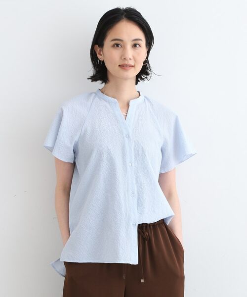 INDIVI / インディヴィ シャツ・ブラウス | 【洗える/羽織り】フレアスリーブブラウス(ブルー(091))