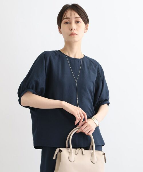 INDIVI / インディヴィ シャツ・ブラウス | 【洗える/SETUP可能/ワッシャー素材】ドルマンスリーブブラウス(ネイビー(094))