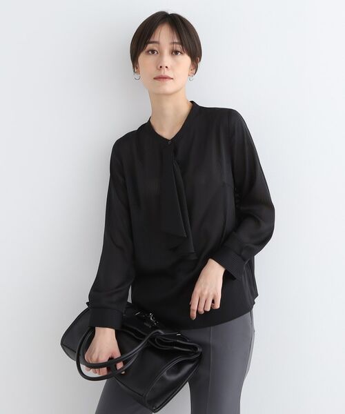 INDIVI / インディヴィ シャツ・ブラウス | 【洗える/通勤服】シアーサテンブラウス(ブラック(019))