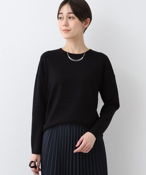 INDIVI / インディヴィ カットソー | 【洗える】スウェットライク フォルムトップス(ブラック(019))