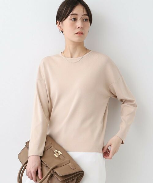 INDIVI / インディヴィ カットソー | 【洗える】スウェットライク フォルムトップス(ライトベージュ(051))