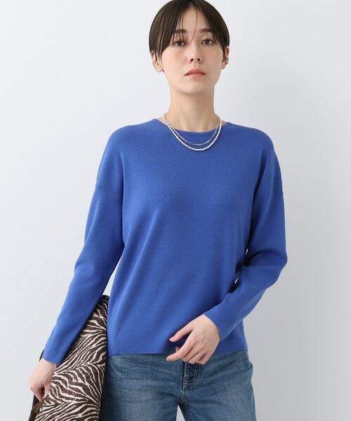 INDIVI / インディヴィ カットソー | 【洗える】スウェットライク フォルムトップス(ブルー(093))