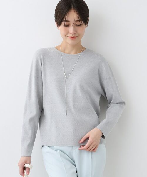 INDIVI / インディヴィ カットソー | 【洗える】スウェットライク フォルムトップス(ライトグレー(911))