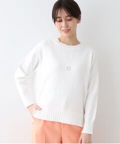 INDIVI / インディヴィ ニット・セーター | 【洗える／コットン混】クルーネックニット