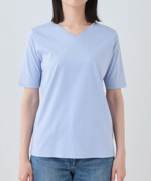 INDIVI / インディヴィ カットソー | 【洗える】シンプルVネックTシャツ | 詳細14