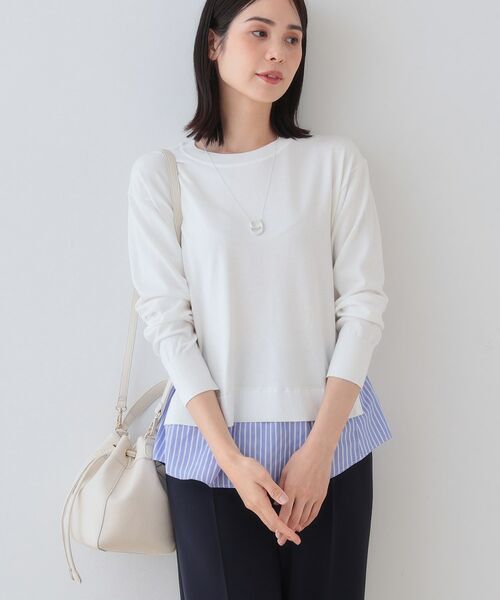 INDIVI / インディヴィ ニット・セーター | 【洗える】レイヤード風シャツコンビニット(オフホワイト(503))