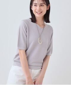 INDIVI / インディヴィ ニット・セーター | 【洗える／ラメ】半袖Vネックニット