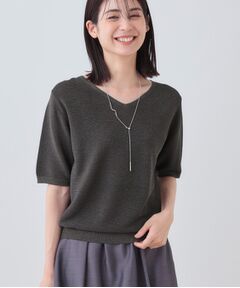 INDIVI / インディヴィ ニット・セーター | 【洗える／ラメ】半袖Vネックニット
