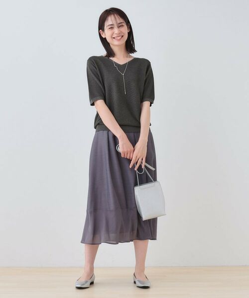 INDIVI / インディヴィ ニット・セーター | 【洗える／ラメ】半袖Vネックニット | 詳細12