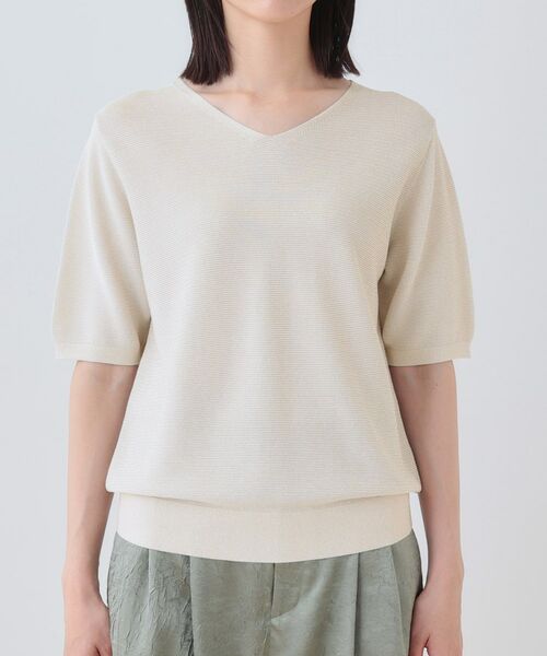 INDIVI / インディヴィ ニット・セーター | 【洗える／ラメ】半袖Vネックニット | 詳細14