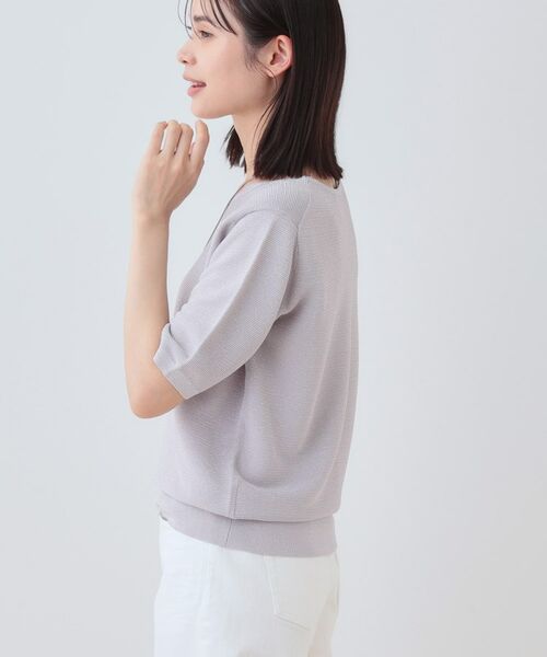 INDIVI / インディヴィ ニット・セーター | 【洗える／ラメ】半袖Vネックニット | 詳細6