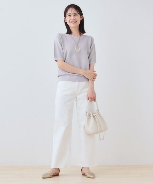 INDIVI / インディヴィ ニット・セーター | 【洗える／ラメ】半袖Vネックニット | 詳細8