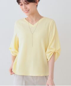 INDIVI / インディヴィ カットソー | 【洗える】タックデザインスリーブ ジャージトップス