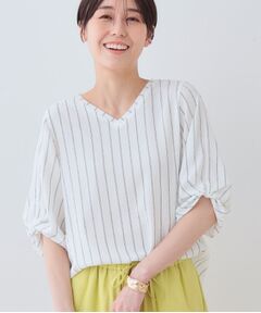 INDIVI / インディヴィ カットソー | 【洗える】タックデザインスリーブ ジャージトップス