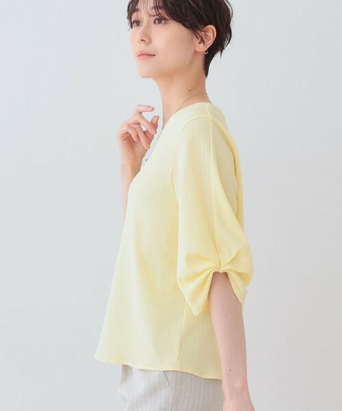 INDIVI / インディヴィ カットソー | 【洗える】タックデザインスリーブ ジャージトップス | 詳細14