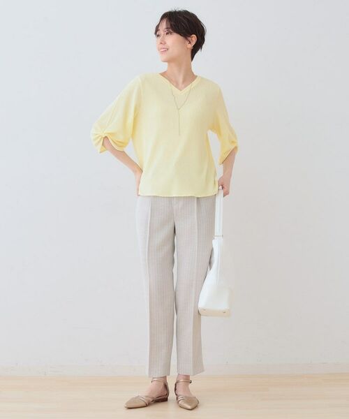 INDIVI / インディヴィ カットソー | 【洗える】タックデザインスリーブ ジャージトップス | 詳細16