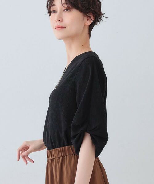 INDIVI / インディヴィ カットソー | 【洗える】タックデザインスリーブ ジャージトップス | 詳細2