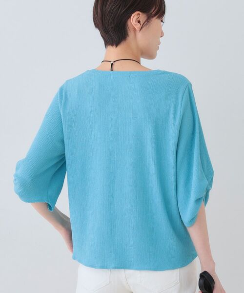 INDIVI / インディヴィ カットソー | 【洗える】タックデザインスリーブ ジャージトップス | 詳細6