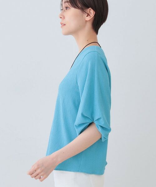 INDIVI / インディヴィ カットソー | 【洗える】タックデザインスリーブ ジャージトップス | 詳細7