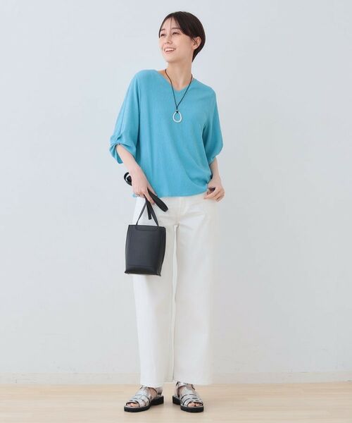 INDIVI / インディヴィ カットソー | 【洗える】タックデザインスリーブ ジャージトップス | 詳細8