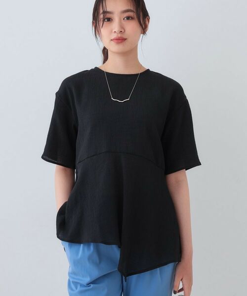 INDIVI / インディヴィ カットソー | 【洗える】ペプラムトップス(ブラック(019))