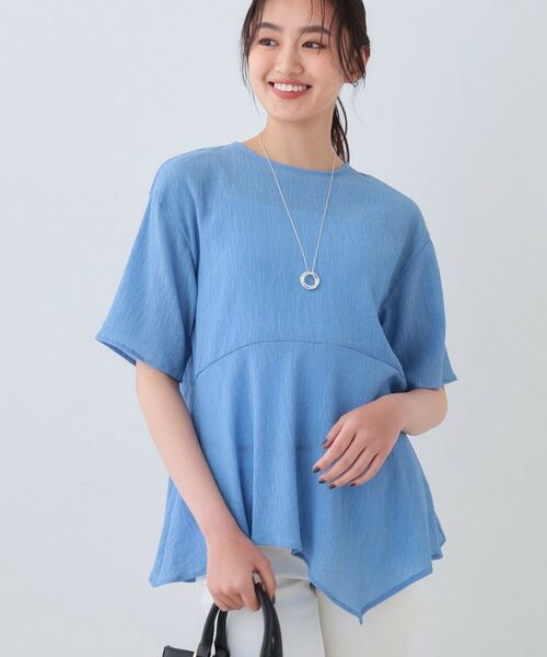INDIVI / インディヴィ カットソー | 【洗える】ペプラムトップス(サックスブルー(090))