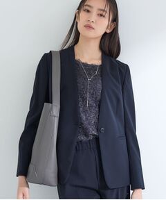 INDIVI / インディヴィ テーラードジャケット | 【洗える／UVケア】ストレッチノーカラージャケット