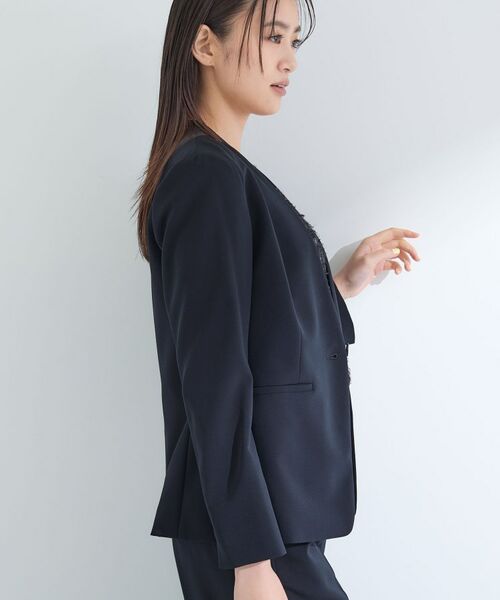 INDIVI / インディヴィ テーラードジャケット | 【洗える／UVケア】ストレッチノーカラージャケット | 詳細10