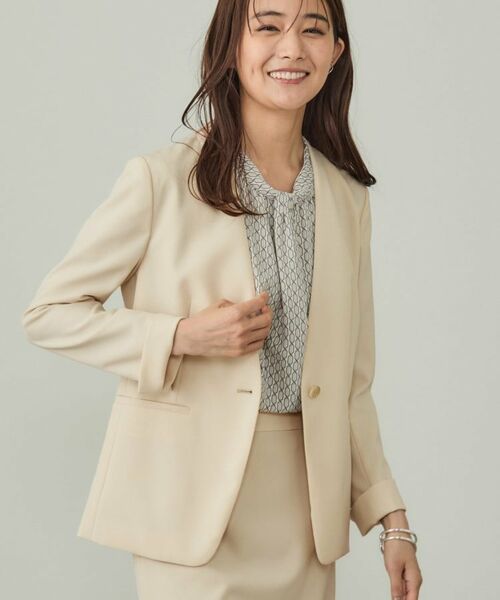 INDIVI / インディヴィ テーラードジャケット | 【洗える／UVケア】ストレッチノーカラージャケット | 詳細6