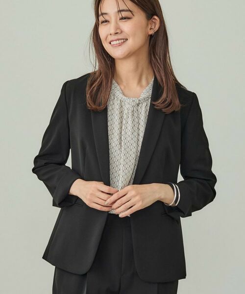 INDIVI/インディヴィ 【洗える/UVケア】ストレッチテーラードジャケット ブラック(019) 13(LL) INDIVI/インディヴィ 【洗える/UVケア】ストレッチテーラードジャケット ブラック(019) 13(LL)