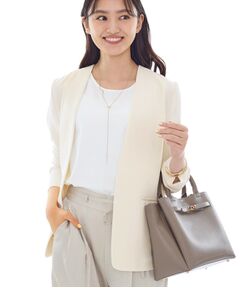 INDIVI / インディヴィ テーラードジャケット | 【洗える／UVケア】ノーカラー ナロージャケット