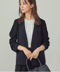 INDIVI / インディヴィ テーラードジャケット | 【洗える／UVケア】ノーカラー ナロージャケット