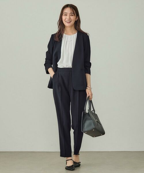 INDIVI / インディヴィ テーラードジャケット | 【洗える／UVケア】ノーカラー ナロージャケット | 詳細12