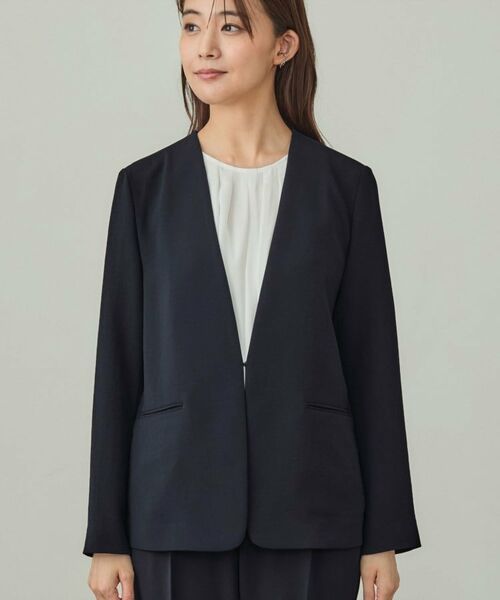 INDIVI / インディヴィ テーラードジャケット | 【洗える／UVケア】ノーカラー ナロージャケット | 詳細14