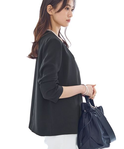 INDIVI / インディヴィ テーラードジャケット | 【洗える／UVケア】ノーカラー ナロージャケット | 詳細2