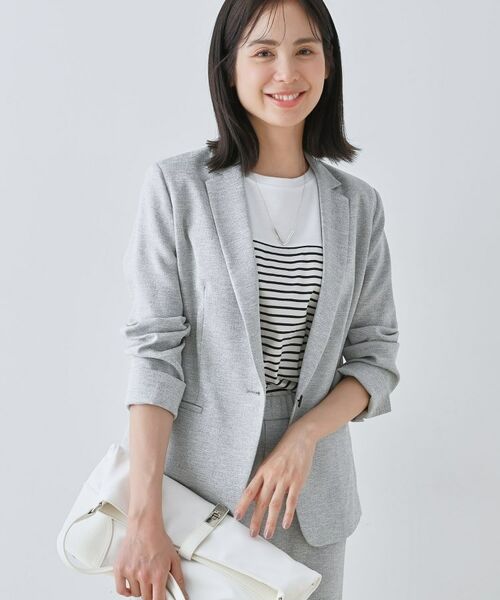 INDIVI / インディヴィ テーラードジャケット | 【通勤スーツ】ドライタッチテーラードジャケット(ライトグレー(411))