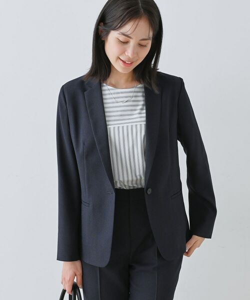 INDIVI / インディヴィ テーラードジャケット | 【通勤スーツ】ドライタッチテーラードジャケット(ネイビー(094))