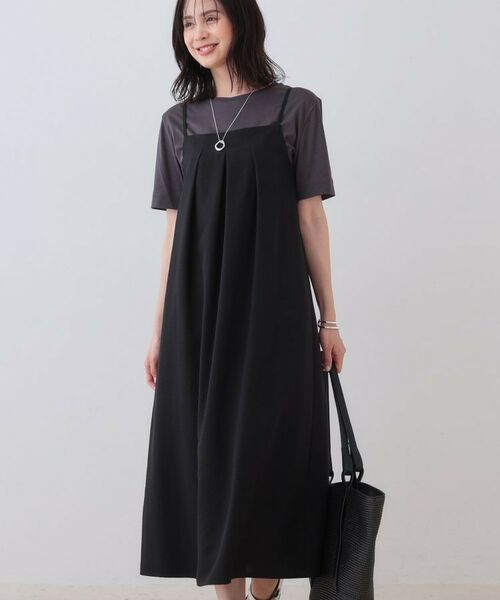 INDIVI / インディヴィ ロング・マキシ丈ワンピース | タックキャミワンピース(ブラック(019))