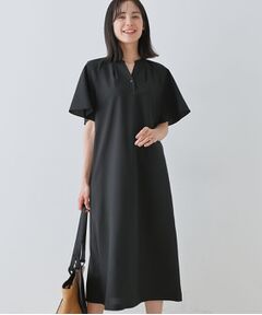 INDIVI / インディヴィ ミニ丈・ひざ丈ワンピース | 【しわになりにくい】麻調ストレートラインワンピース